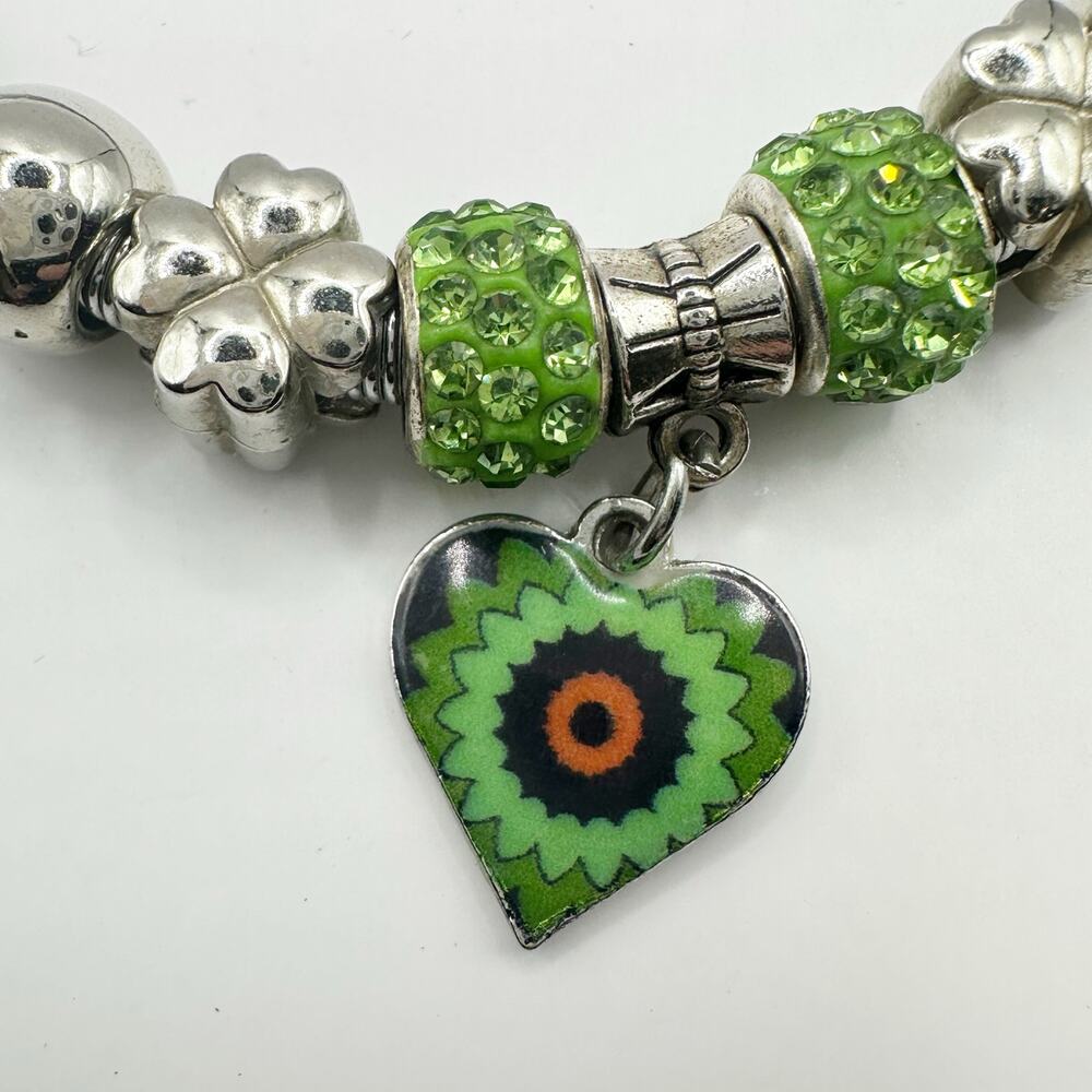 Unbranded Slide Enamel Fashion Bracelet Green Heart Boho Chic - Picture 2 of 7